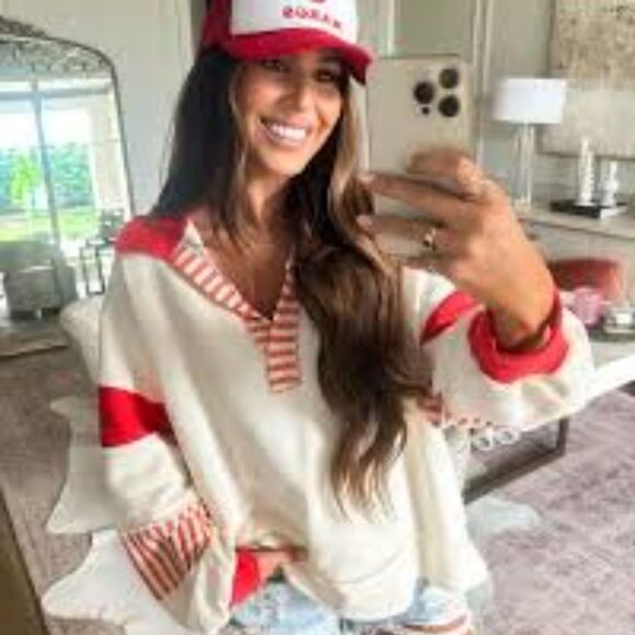 Bucket list Oversized colorblock terry knit tunic pull over top sz M - Picture 8 of 8